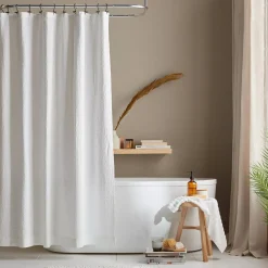 White Waffy Essential Shower Curtain