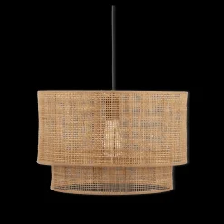 Wood & Rattan Ceiling Lamp