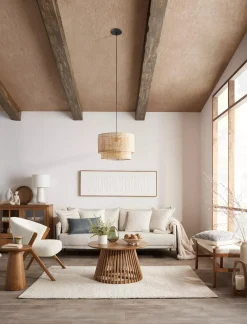 Wood & Rattan Ceiling Lamp