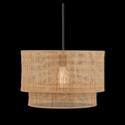 Wood & Rattan Ceiling Lamp