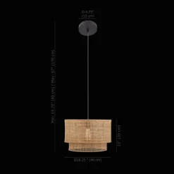 Wood & Rattan Ceiling Lamp
