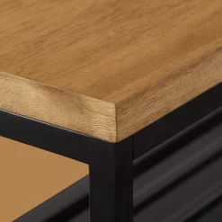 Wood and Metal Bench with Shoe Rack