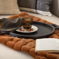 Wood Round Tray with Handles