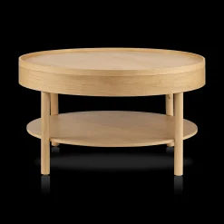 Wooden Round Coffee Table with Lift Top