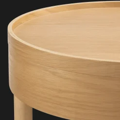 Wooden Round Side Table with Lift Top