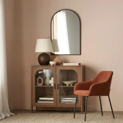 Wooden Veneer Buffet with Glass Doors