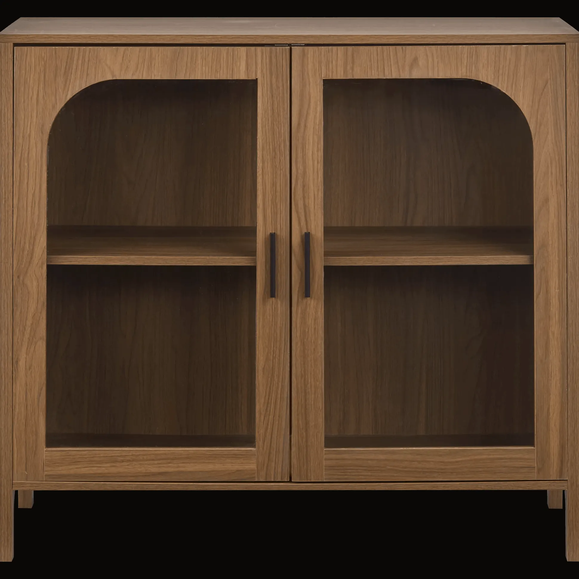 Wooden Veneer Buffet with Glass Doors