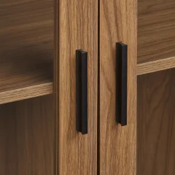 Wooden Veneer Buffet with Glass Doors