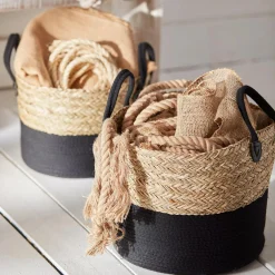 Woven Seagrass and Cotton Rope Basket